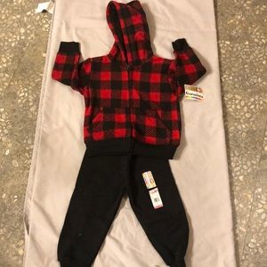 Buffalo plaid fleece w/sweatpants